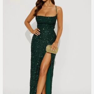 Simplee Apparel Green Sequin Maxi Dress